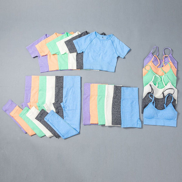 Sexy Women Casual Yoga Seamless Two Pieces Set Cami Crop Top Skinny Shorts Tracksuit High Elastic Jogger Fitness Sporty Suit | Vimost Shop.