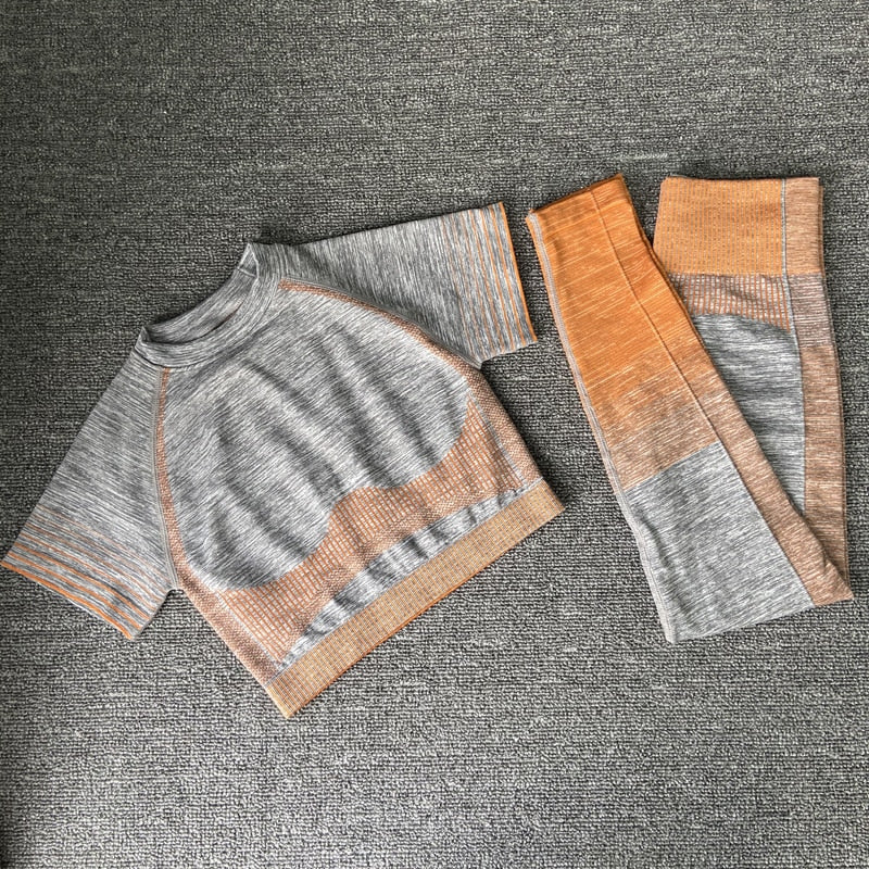 Autumn Yoga set Women Gym Clothes Seamless Fitness Sportswear Tracksuit Short Sleeve Top Leggings Pants Workout Clothing Outfits | Vimost Shop.