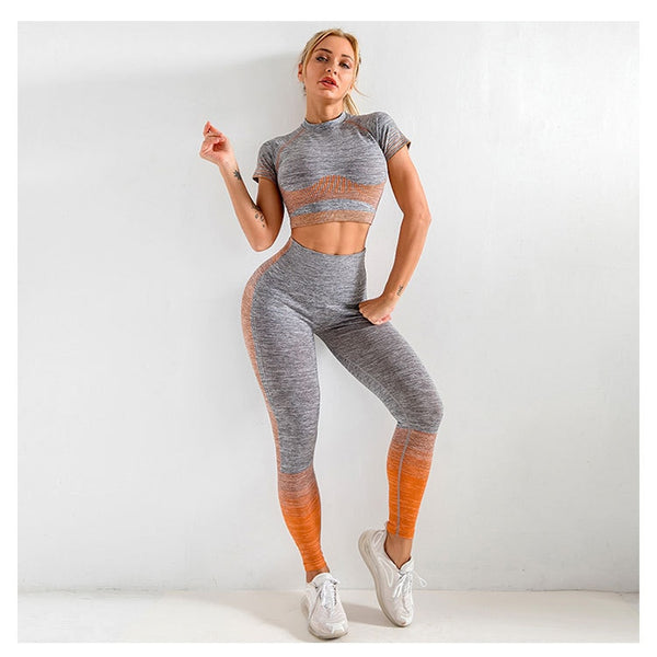 Autumn Yoga set Women Gym Clothes Seamless Fitness Sportswear Tracksuit Short Sleeve Top Leggings Pants Workout Clothing Outfits | Vimost Shop.