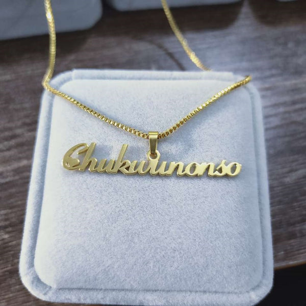 Gold Box Chain Custom Jewelry Personalized Name Pendant Necklace Handmade Cursive Nameplate Choker Women Men Bijoux BFF Gift | Vimost Shop.