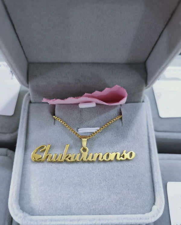 Gold Box Chain Custom Jewelry Personalized Name Pendant Necklace Handmade Cursive Nameplate Choker Women Men Bijoux BFF Gift | Vimost Shop.