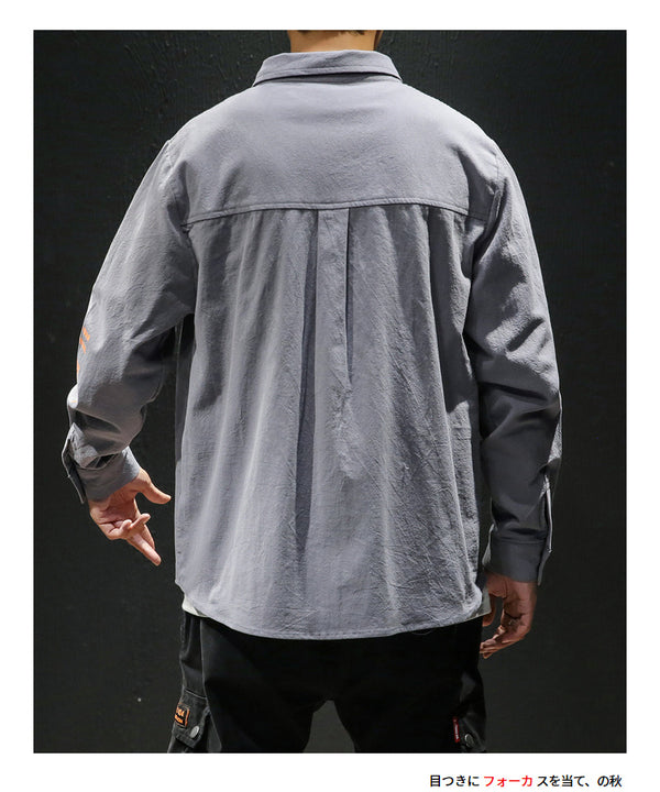 White Cotton Cargo Shirt Men Autumn Fashions Streetwear Casual Tops Male Letter Print Long Sleeve Military PLUS SIZE Shirts 5XL | Vimost Shop.