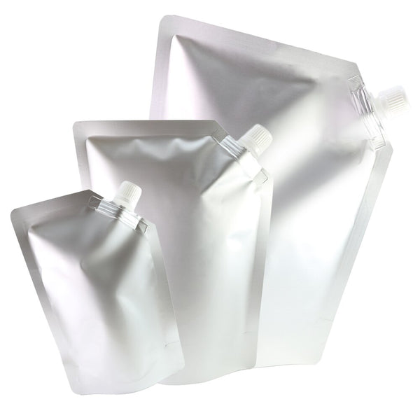50pcs Reusable Beverage Nozzle Storage Bags Silver Stand Up Spout Pouches Metallic Mylar Milk Package Bags With Free Gift Funnel | Vimost Shop.