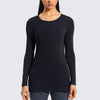 Women's Pima Cotton Workout Shirts Long-Sleeve T-Shirt Crewneck Athletic Top Gym