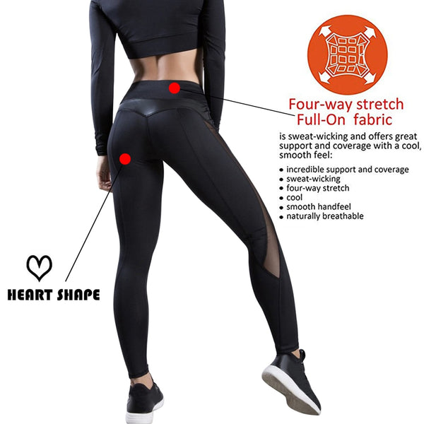 Full Length Workout Leggings With Pocket Women High Waist Mesh Patchwork Yoga Pants Fitness Gym Exercise Sport Pants | Vimost Shop.