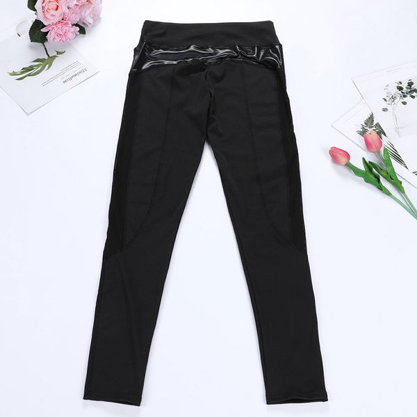 Full Length Workout Leggings With Pocket Women High Waist Mesh Patchwork Yoga Pants Fitness Gym Exercise Sport Pants | Vimost Shop.