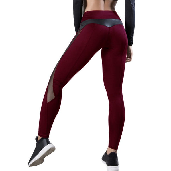 Full Length Workout Leggings With Pocket Women High Waist Mesh Patchwork Yoga Pants Fitness Gym Exercise Sport Pants | Vimost Shop.