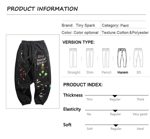 Mens Hip Hop Streetwear Cargo Pants Graffiti Printed Baggy Jogger Pants Cotton Casual Pocket Track Harem Pants Trousers | Vimost Shop.