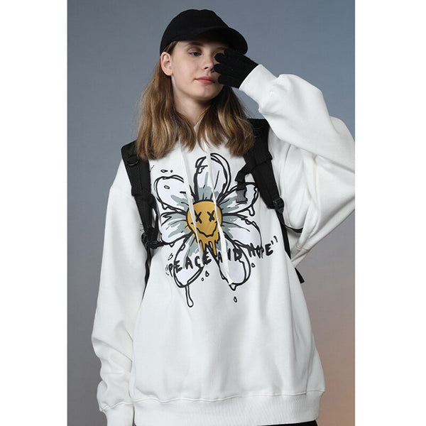 Harajuku Hoodie Sweatshirt Daisy Flower Mens Streetwear Hip Hop Hoodie Pullover Cotton Hooded Sweatshirt Fleece Winter | Vimost Shop.