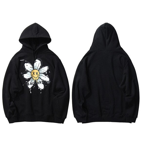 Harajuku Hoodie Sweatshirt Daisy Flower Mens Streetwear Hip Hop Hoodie Pullover Cotton Hooded Sweatshirt Fleece Winter | Vimost Shop.