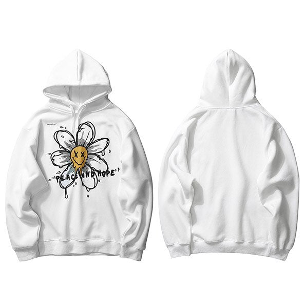 Harajuku Hoodie Sweatshirt Daisy Flower Mens Streetwear Hip Hop Hoodie Pullover Cotton Hooded Sweatshirt Fleece Winter | Vimost Shop.