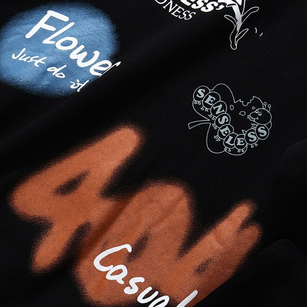 Mens Harajuku Hoodie Sweatshirt Flower Graffiti Streetwear Hip Hop Hoodie Pullover Sweatshirt Autumn Winter Fleece Cotton | Vimost Shop.