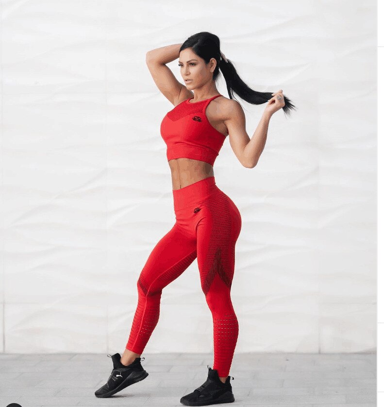 Seamless Yoga Sets Women Gym Clothes Hollow Out Tank Top And Leggings Pants Fashion Fitness Sports Workout Push Up Tracksuit | Vimost Shop.