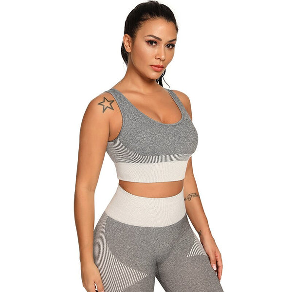 Patchwork Seamless Yoga Tank Build In Bra Sportswear Push Up Padded Fitness Bra Gym Running Yoga Sports Crop Tops | Vimost Shop.