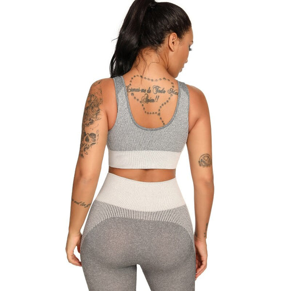 Patchwork Seamless Yoga Tank Build In Bra Sportswear Push Up Padded Fitness Bra Gym Running Yoga Sports Crop Tops | Vimost Shop.