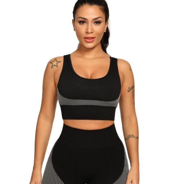 Patchwork Seamless Yoga Tank Build In Bra Sportswear Push Up Padded Fitness Bra Gym Running Yoga Sports Crop Tops | Vimost Shop.