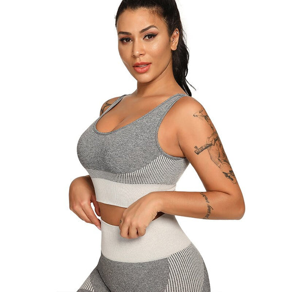 Patchwork Seamless Yoga Tank Build In Bra Sportswear Push Up Padded Fitness Bra Gym Running Yoga Sports Crop Tops | Vimost Shop.