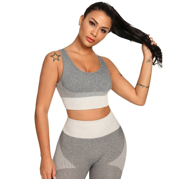 Patchwork Seamless Yoga Tank Build In Bra Sportswear Push Up Padded Fitness Bra Gym Running Yoga Sports Crop Tops | Vimost Shop.