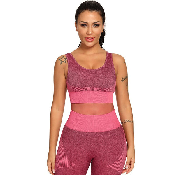 Patchwork Seamless Yoga Tank Build In Bra Sportswear Push Up Padded Fitness Bra Gym Running Yoga Sports Crop Tops | Vimost Shop.