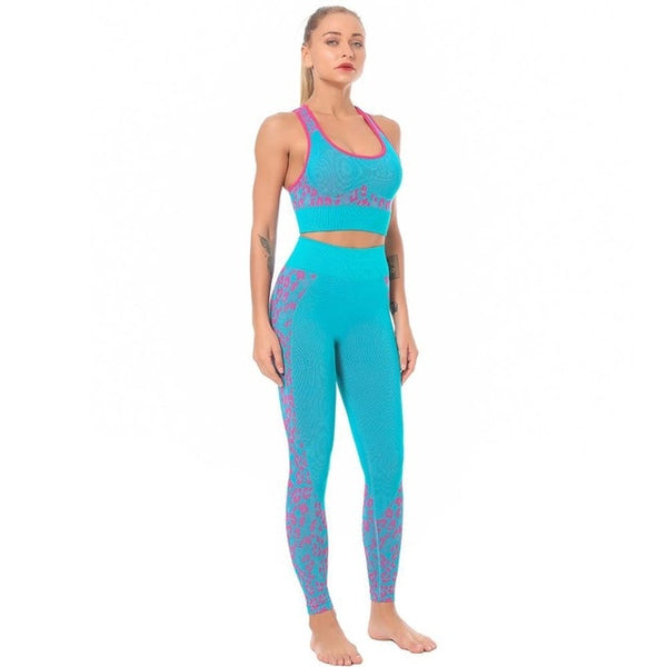 Seamless Yoga Sets Leopard High Waist Leggings And Tank Crop Top Casual Sportswear Fitness High Elastics Sports Suit Outfits | Vimost Shop.
