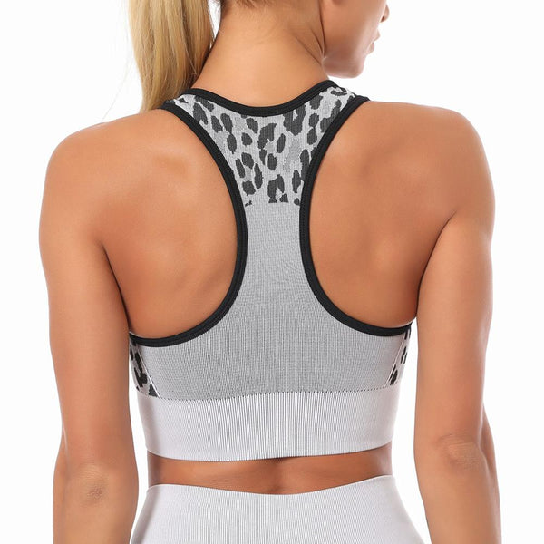 Seamless Yoga Set Leopard Print Ribbing Bra Top And Leggings Sports Tracksuit Fashion Gym Clothing Workout High Elastic Suit | Vimost Shop.