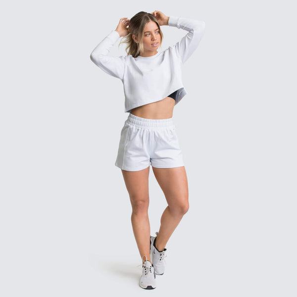 Women Casual Jogger Two Pieces Set Long Sleeve Loose Crop Top Shorts Fashion Sweater Tracksuit Yoga Suit Fitness Sporty Suit | Vimost Shop.