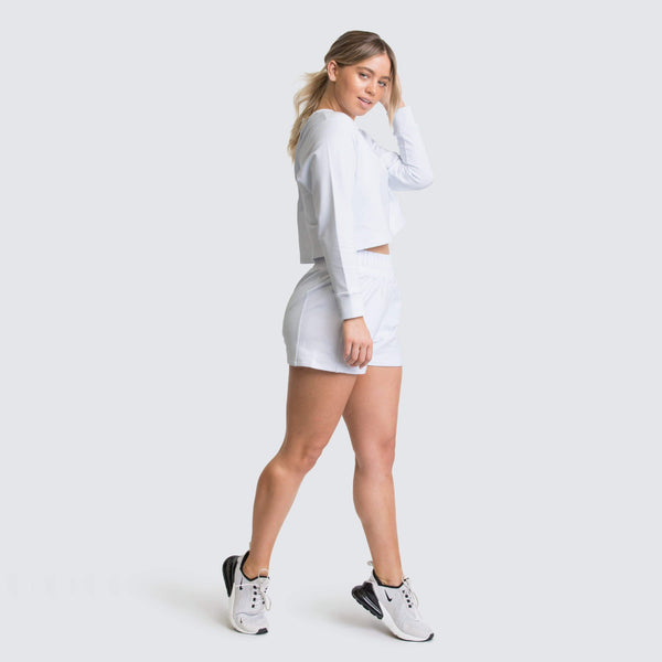 Women Casual Jogger Two Pieces Set Long Sleeve Loose Crop Top Shorts Fashion Sweater Tracksuit Yoga Suit Fitness Sporty Suit | Vimost Shop.