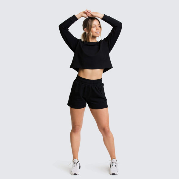 Women Casual Jogger Two Pieces Set Long Sleeve Loose Crop Top Shorts Fashion Sweater Tracksuit Yoga Suit Fitness Sporty Suit | Vimost Shop.