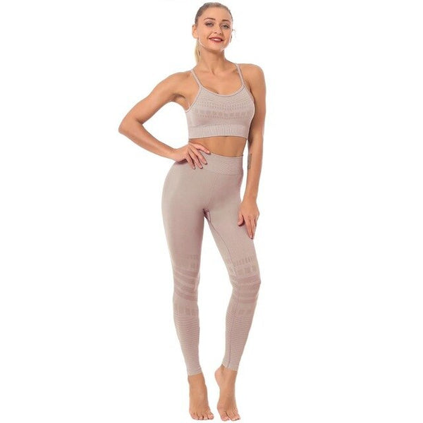 Seamless Solid Yoga Sets Women Gym Clothes Bra Top And Leggings Sexy Fitness Sports Running Push Up Tracksuit Two Piece Sets | Vimost Shop.