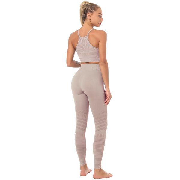 Seamless Solid Yoga Sets Women Gym Clothes Bra Top And Leggings Sexy Fitness Sports Running Push Up Tracksuit Two Piece Sets | Vimost Shop.
