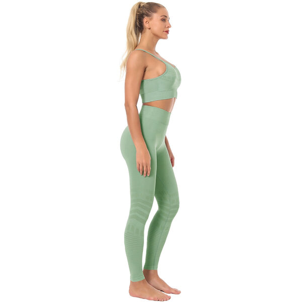 Seamless Solid Yoga Sets Women Gym Clothes Bra Top And Leggings Sexy Fitness Sports Running Push Up Tracksuit Two Piece Sets | Vimost Shop.