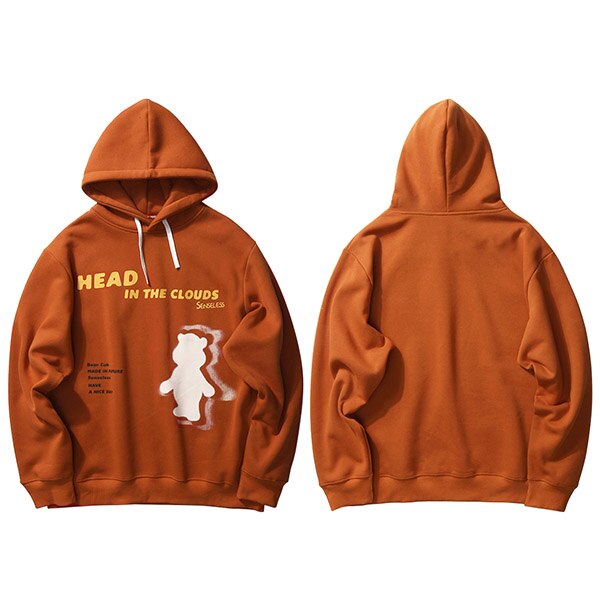 Hip Hop Hoodie Sweatshirt Cloud Bear Print Harajuku Men Streetwear Hoodie Pullover Cotton Hooded Sweatshirt Fleece Winter | Vimost Shop.