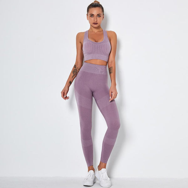 Seamless Yoga Fitness Set Women Sportswear Tank Bra Crop Top Leggings Pants Workout Clothes Gym Clothing 2 Piece Yoga Tracksuit | Vimost Shop.