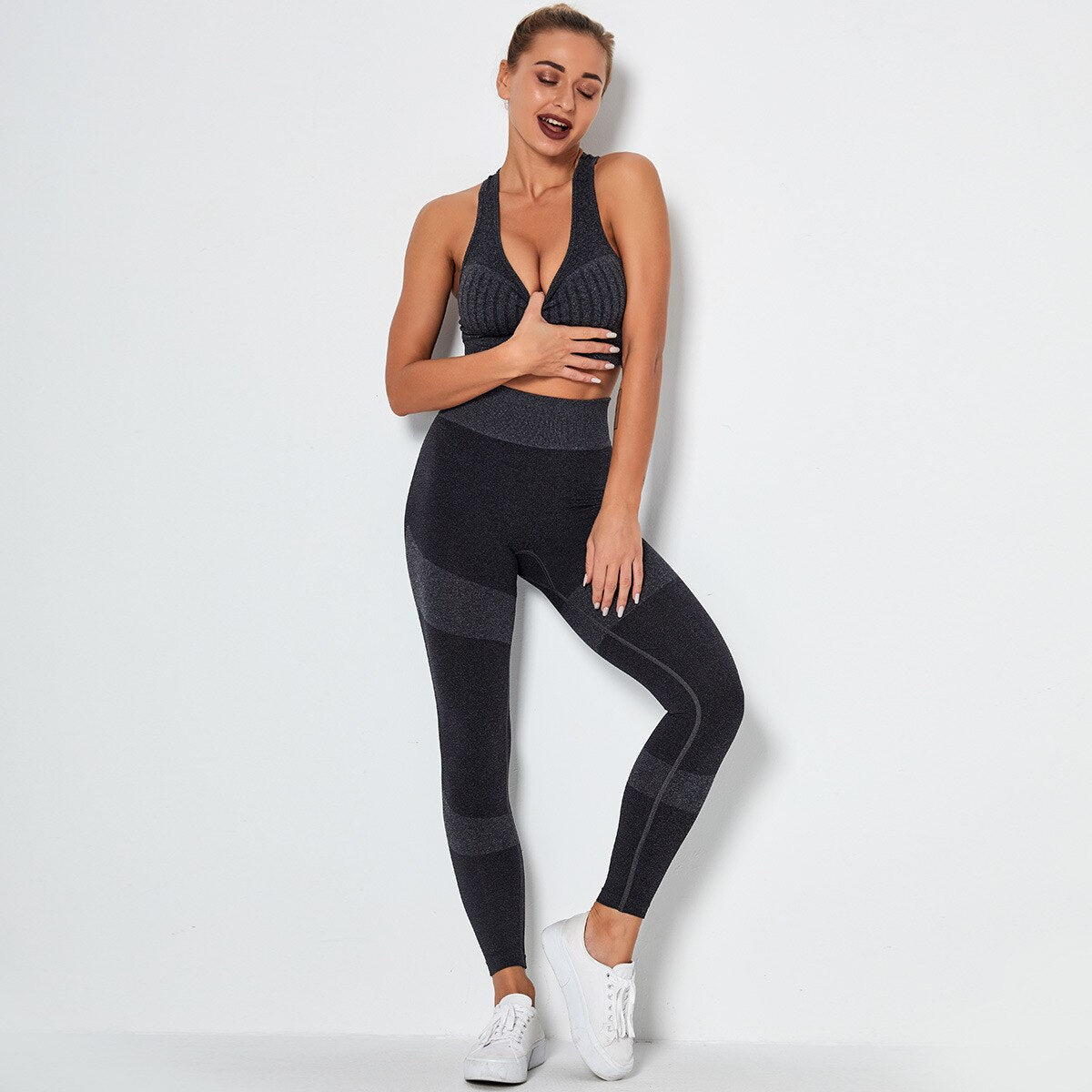 Seamless Yoga Fitness Set Women Sportswear Tank Bra Crop Top Leggings Pants Workout Clothes Gym Clothing 2 Piece Yoga Tracksuit | Vimost Shop.