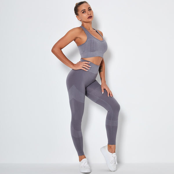 Seamless Yoga Fitness Set Women Sportswear Tank Bra Crop Top Leggings Pants Workout Clothes Gym Clothing 2 Piece Yoga Tracksuit | Vimost Shop.