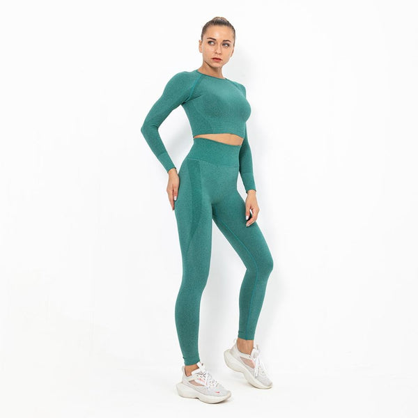 Autumn Yoga set Women Gym Clothes Seamless Fitness Sportswear Tracksuit Long Sleeve Shirts Leggings Workout Clothing Outfits | Vimost Shop.