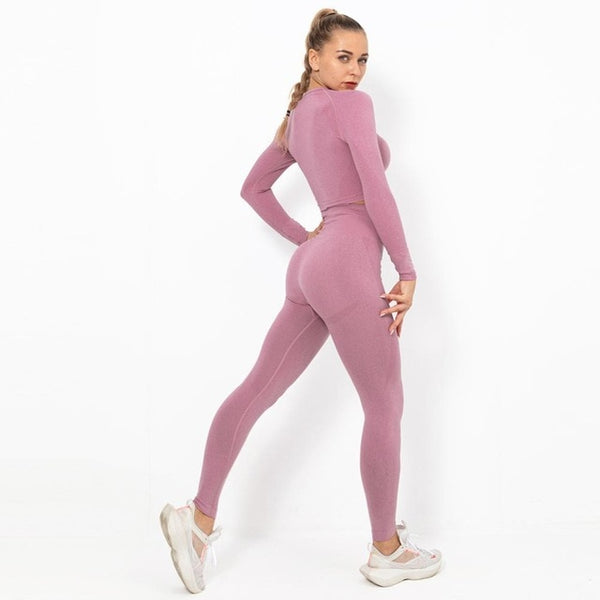 Autumn Yoga set Women Gym Clothes Seamless Fitness Sportswear Tracksuit Long Sleeve Shirts Leggings Workout Clothing Outfits | Vimost Shop.