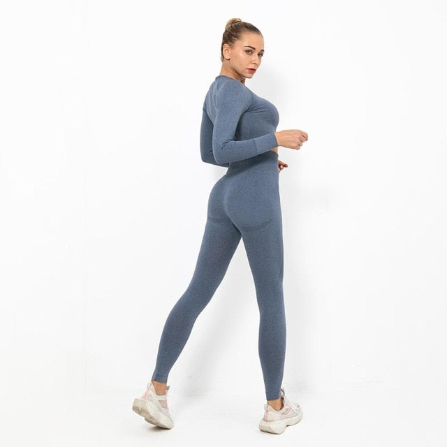 Autumn Yoga set Women Gym Clothes Seamless Fitness Sportswear Tracksuit Long Sleeve Shirts Leggings Workout Clothing Outfits | Vimost Shop.