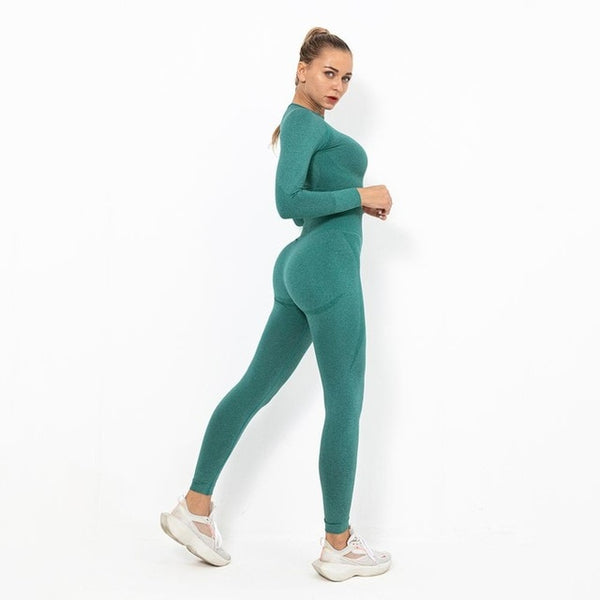Autumn Yoga set Women Gym Clothes Seamless Fitness Sportswear Tracksuit Long Sleeve Shirts Leggings Workout Clothing Outfits | Vimost Shop.