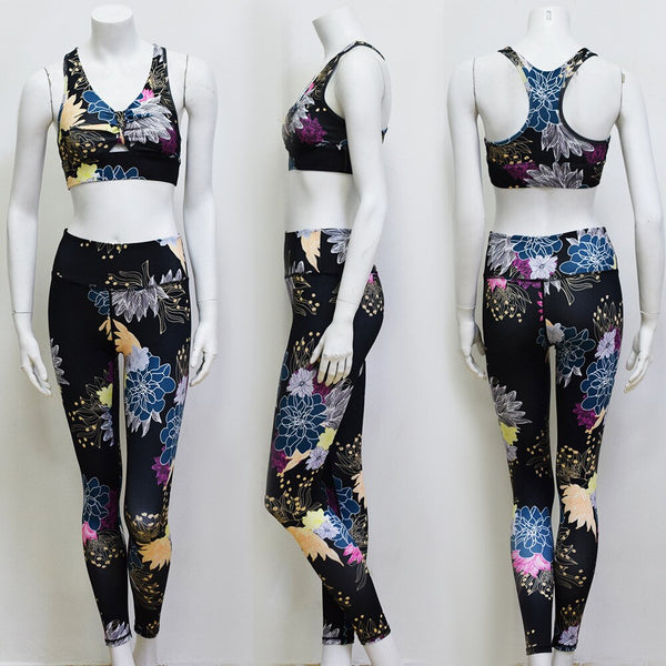 Seamless Floral Print Sports Yoga Set Gym Fitness Running Tracksuit Fashion Bra Top Leggings Set Jogging Dance Workout Clothing | Vimost Shop.