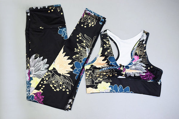 Seamless Floral Print Sports Yoga Set Gym Fitness Running Tracksuit Fashion Bra Top Leggings Set Jogging Dance Workout Clothing | Vimost Shop.