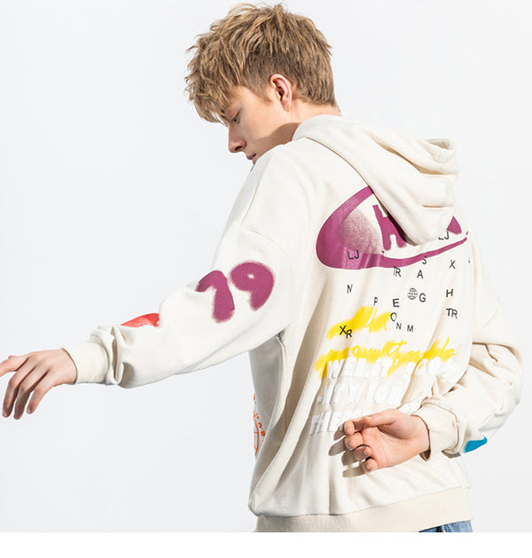 Men Hip Hop Hoodie Sweatshirt Streetwear Harajuku Graffiti Hoodie Pullover Face HipHop Loose Hoodie Skateboard Autumn | Vimost Shop.