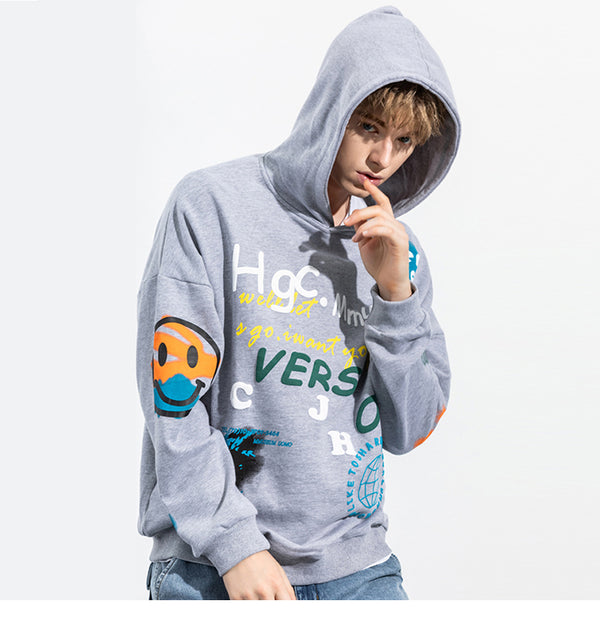 Men Hip Hop Hoodie Sweatshirt Streetwear Harajuku Graffiti Hoodie Pullover Face HipHop Loose Hoodie Skateboard Autumn | Vimost Shop.