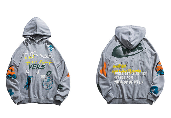 Men Hip Hop Hoodie Sweatshirt Streetwear Harajuku Graffiti Hoodie Pullover Face HipHop Loose Hoodie Skateboard Autumn | Vimost Shop.