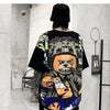 Hip Hop T Shirt Men Harajuku Streetwear Ferocious Bear Print Patchwork Tops Casual Cotton Short Sleeve Tees | Vimost Shop.
