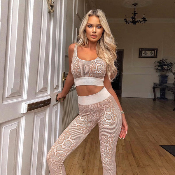 Seamless Snakeskin Yoga Set Sportswear Tracksuit Fashion Bra Top Leggings Pants Sports Fitness Suit Running Energy Workout Suit | Vimost Shop.