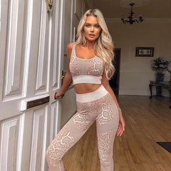 Seamless Snakeskin Yoga Set Sportswear Tracksuit Fashion Bra Top Leggings Pants Sports Fitness Suit Running Energy Workout Suit