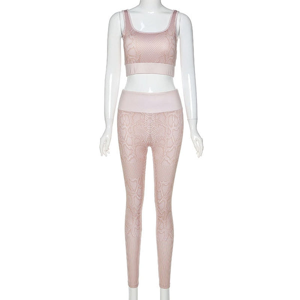 Seamless Snakeskin Yoga Set Sportswear Tracksuit Fashion Bra Top Leggings Pants Sports Fitness Suit Running Energy Workout Suit | Vimost Shop.