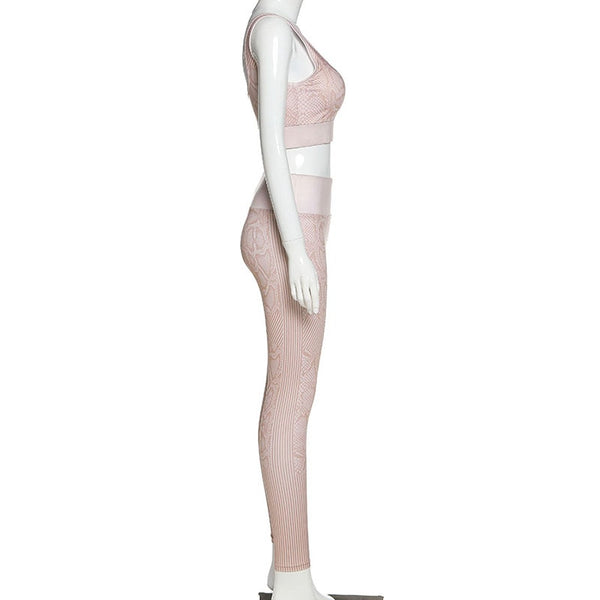 Seamless Snakeskin Yoga Set Sportswear Tracksuit Fashion Bra Top Leggings Pants Sports Fitness Suit Running Energy Workout Suit | Vimost Shop.