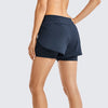 Workout Running Shorts Women with Liner 2 in 1 Athletic Sports Shorts with Zip Pocket- 3 inches